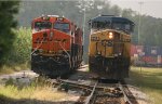 CSX 318 and BNSF 8117 are side by side